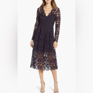 ASTR the Label Lace Midi Dress in Eggplant Dark Purple Size XS NWOT